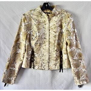 SIMON CHANGE Faux Snake Print Designer Blazer Jacket Size 12